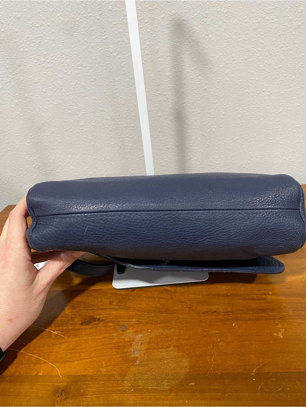 Navy Leather Shoulder Bag - Picture 8 of 13